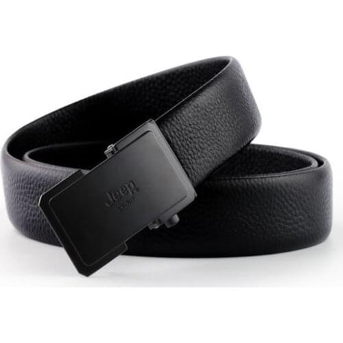 High-Grade Cowhide Genuine Automatic Buckle Mens Belt Business Casual Luxury Leather Lychee Pattern All-Match Trouser Belt Gift