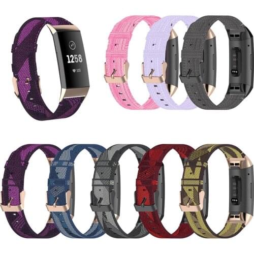 Nylon Denim Watchband Strap for Fitbit Charge 4/ 4SE/ 3/ 3SE Smart Watch Universal Wristband Watch Strap Bracelet Repair Part