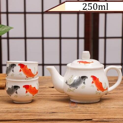 Fish teapot household kun fu tea set ceramic white porcelain tea pot chinese kung fu tea pot drinkware