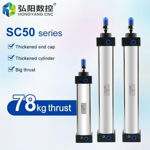 SC50 standard cylinder stroke 25-400mm stroke single rod double acting pneumatic cylinder long stroke compressed air compressor