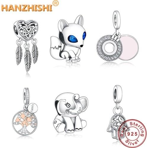 925 Sterling Silver Snake Feather Piano Fox Fluffy Llama Elephant Charm Beads Fit Original Pandora Charm Bracelet DIY Jewelry