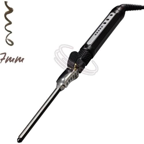 7mm Hair Curling Iron Rotating Hair Curler Roller Ceramic Hair Deep Curly Waver Wand Mens Small Curly Salon Hair Styling Tools