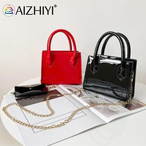 Women Chic Composite Bags Female Casual PU Leather Pure Color Shoulder Crossbody Pouch Ladies Chain Small Pouch Handbag