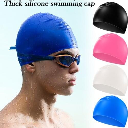 Swimming Cap Silicone Men and Women Waterproof Plus Thickening Long Hair Colorful Silicone Swimming Cap B2Cshop