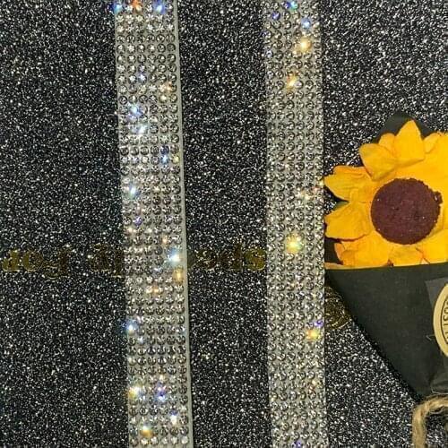 Super Shiny Rhinestone Chain Hot Fix Rhinestones Ribbon Adhesive crystal Strip DIY Clothing Paste cryatal Phone Apparel Accessor