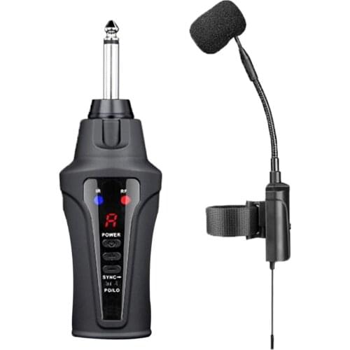 UHF Wireless Instruments Microphone Transmitter and Receiver Lavalier Mic
