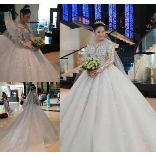 Vintage Handmade Wedding Dresses Puffy Sheer Neck Long Sleeves Country Garden Formal Bride Bridal Gowns Plus Size Custom Made