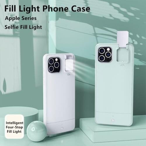 Built-in Battery Cover Night Selfie Phone Case for IPhone 12 Pro Max 11 11 Pro X XR XS Max Shockproof Slim Case 4-Gear Control