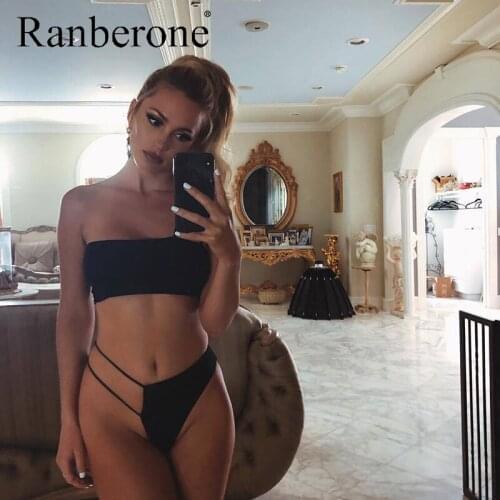Ranberone Swimsuit Women Sexy Bikini Leopard Set Two Piece Filled Bra Beachwear Swimming Pool Sea Daily Push Up Swimwear Women