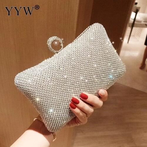 Ladies Evening Party Clutch Bag Evening Clutch Handbag Chain Women Wallet Purse for Cellphone Lipstick Wedding Clutch Silver