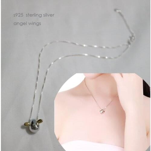 Fashion S925 sterling silver angel wings pendant necklace for women Simples anniversary Engagment gift