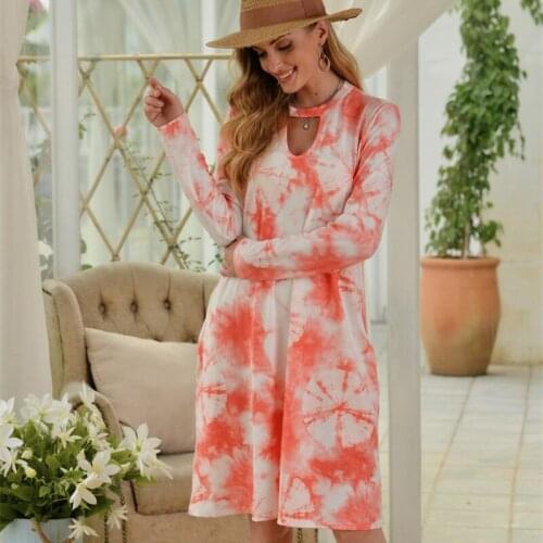 Hirigin Floral Dress Causal Loose Floral Printed Dresses Long Sleeve Spring Autumn Round Collar Trendy Clothes For Women Female