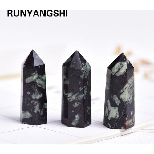1PC Natural Chrysanthemum stone crystal point hexagon column home office for fengshui and decoration meditation chakra healing