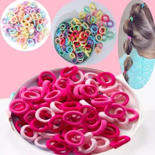 100Pcs Kid Small Colorful Hair Bands Baby Girl Children Headbands Elastic Hair Tie Nylon Scrunchie Hair Rope Hair Accessories