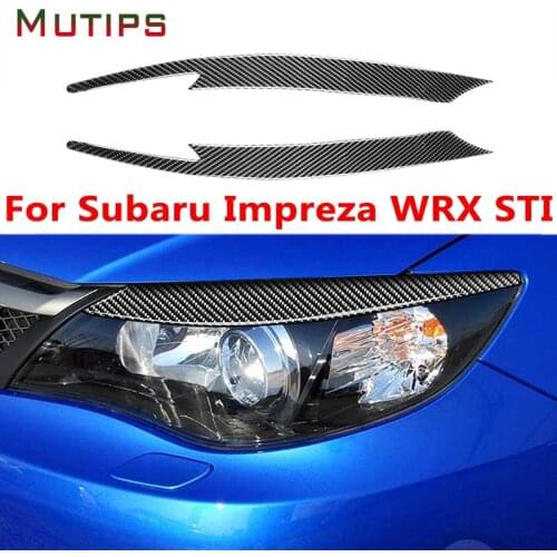 Mutips 2pcs Carbon Fiber Eyelids Decal Headlight Eyebrow Sticker Cover Mouldings for Subaru Impreza WRX STI 2008 2009 2010 2011