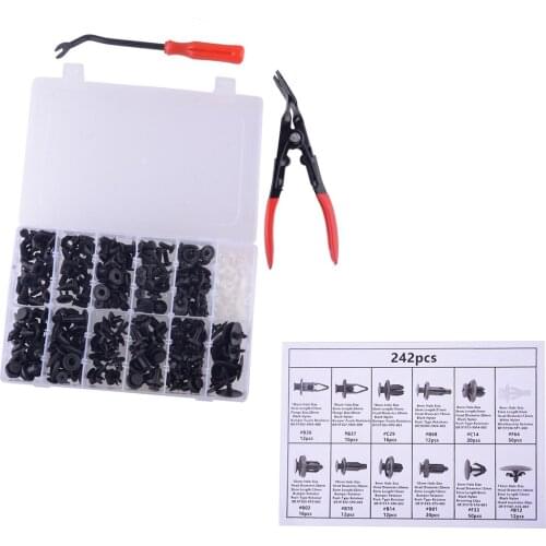 242pcs Car Clips With Removal Tools Bumper Fender Hood Trim Body Retainer Rivet Fastener 91502SM4000 Fit For Honda 91503SP0003