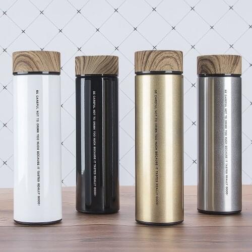 304 double-layer stainless steel vacuum flask with wood grain cover business office cup portable cups large capacity insulated