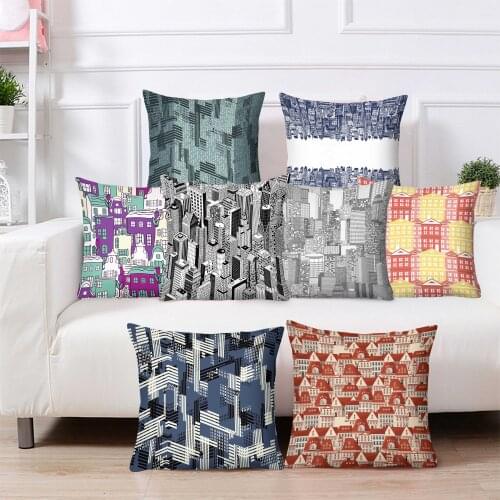 Architecture Pillowcase Cartoon Pillow Cover Home Decor Cushion Cover Printing Car Pillow Cases 45x45cm Sofa Decorative Pillows