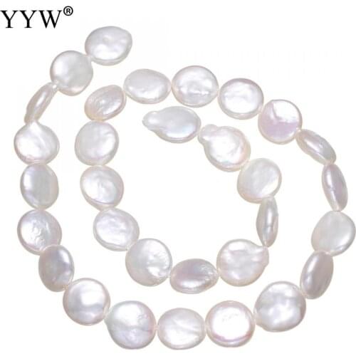 Cultured Freshwater Pearl Beads Button natural white 10-12mm Approx 0.8mm Sold Per Approx 14.5 Inch Strand