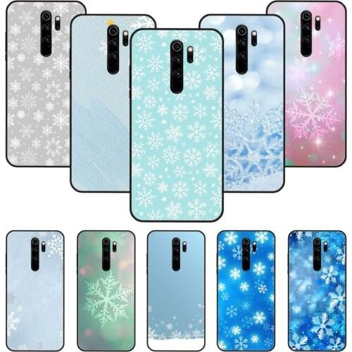 Phone Case For Xiaomi Redmi Note 8 8T 7 7A 9 9S 8A 4 5 Pro Black Cover Etui Soft Shell 3D Waterproof Christmas Winter Snowflake