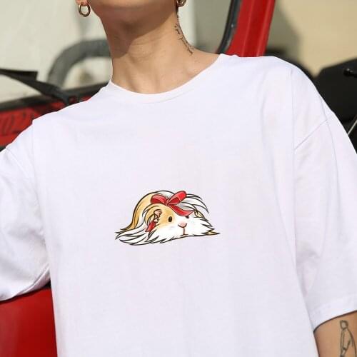 Animal Print T Shirt Goth Harajuku Short Sleeve Tshirt Cotton Casual Loose Streetwear Fashion Cute Girls Tees Unisex Summer Tops