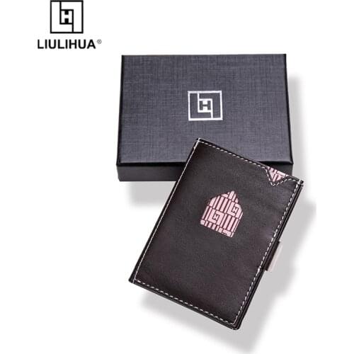 LIULIHUA New Arrival Real Leather Mini Ridge Wallet Unisex Slim Card Holder with Stainless Steel Buckle LLH RIFD Blocking Purse