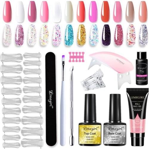 Limegirl Poly UV Gel Set with UV Lamp Gel Nail Polish For Nail Extensions Set Acrylic Nail Kit Professional Set Acrylic