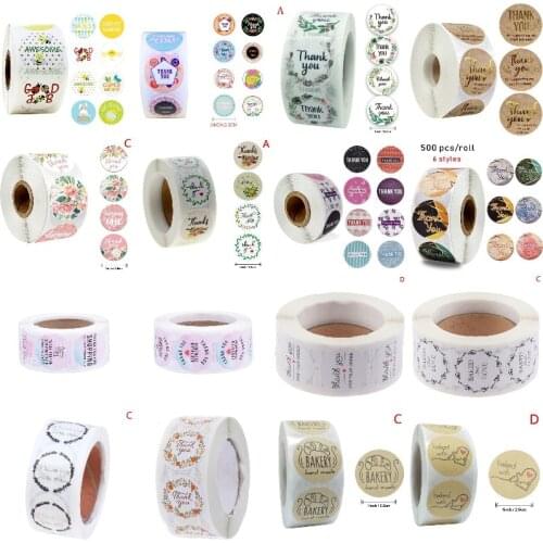 24/500Pcs/roll Pink Thank You Stickers For Supporting My Business Paper Handmade Seal Label Gift Packaging Stationery Sticker
