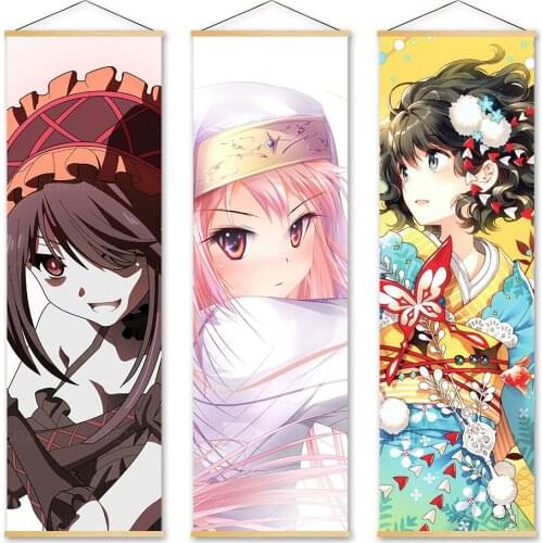 Wall Art Canvas Date a Live Pictures Painting Print Poster Solid Wood Hanging Scrolls Classical Animation Role Home Decoration