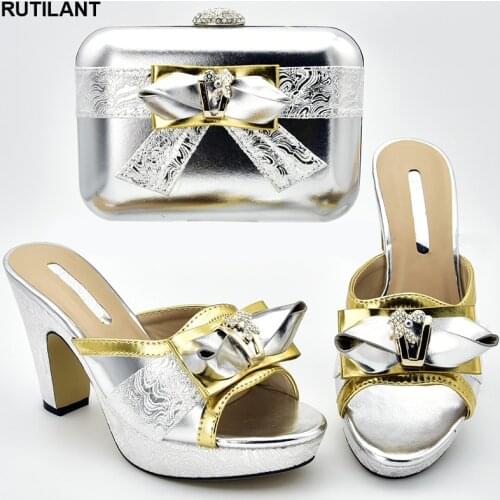 New Arrival Shoe and Bag Set for Party In Women African Matching Shoe and Bags Italian In Women Nigerian Women Wedding Pumps