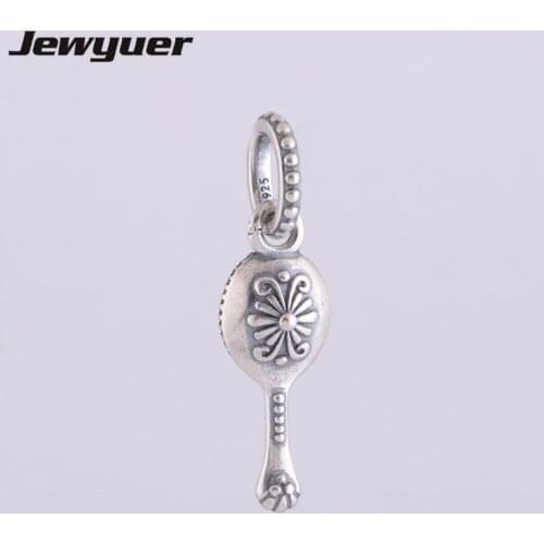 Vanity Mirror Dangle Enamel charms 925 sterling silver pendant charm fit beads bracelets necklace DIY gift fine jewelry DA143