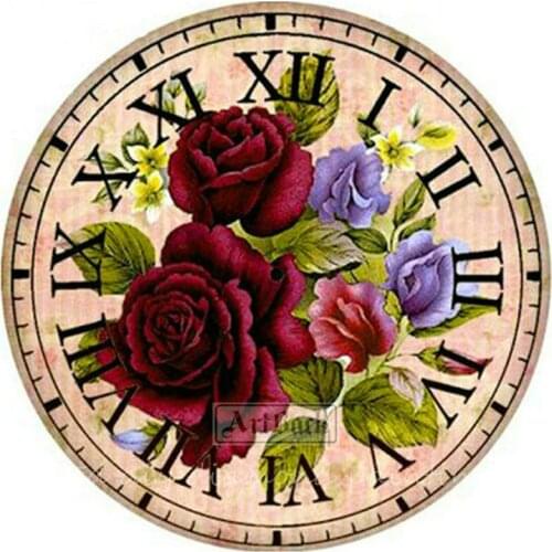 Rose flower wall clock icon 5d diy diamond painting cross stitch 3d full square mosaic diamond embroidery decorative sticker