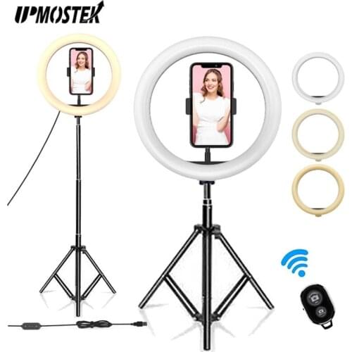 UPMOSTEK LED Selfie Ring Light Photography Lighting Tripod With Dimmable USB Ringlight Lamp for Phone SLR Camera Youtube Video