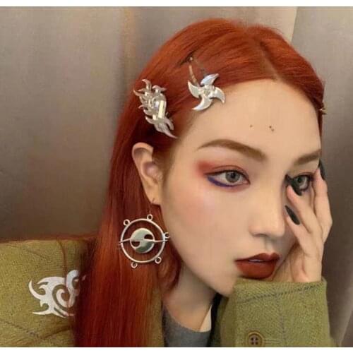 Y2K Flame Hairpin Dragon Retro Ninja Dart Mirror Punk Totem Dart Dragon Clip Headdress Accessories