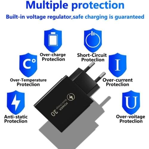 3A QC 3.0 USB Mobile Phone Charger Fast Charging Adapter EU / US / UK Plug AC100-240V Universal Cellphone Charger For Dropship