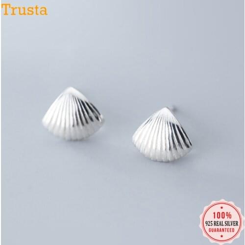 Trusta Genuine Fashion 925 Sterling Silver Sweet Sea Smell Shell Stud Earring For Women Girl Friends Teens Jewelry Gift DS2446