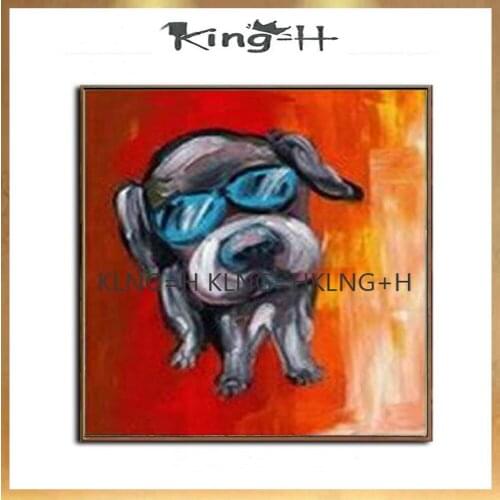 Hand-painted animal red dog oil painting abstract modern art works animal works are among the works that decorate the lobby