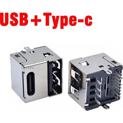 1-5pcs Type-c 14Pin 180 Degree Up & Down Angled Type-C USB-C Female Fast Charging Female Socket Plug Two-in-one Connector