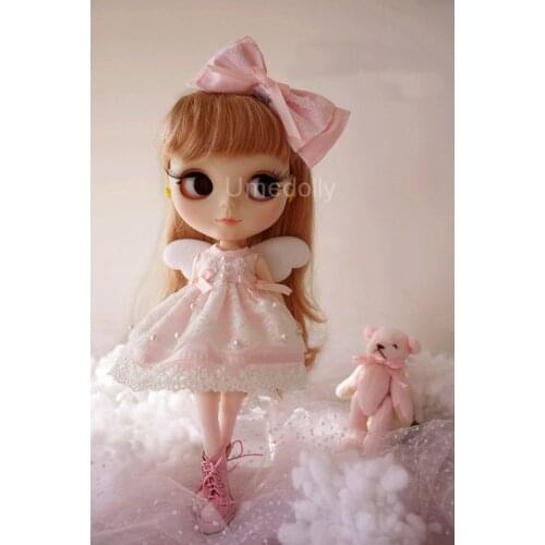 1 Set Cute Pink Chiffon Dress with Wings for Blyth, Licca, Azone Doll Clothes Accessories