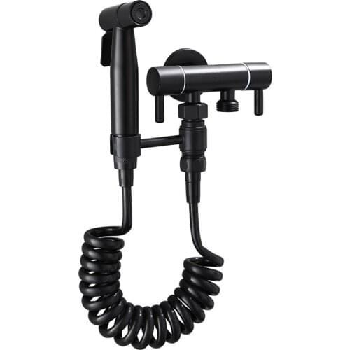 1Set Bidet Sprayer Toilet Faucet 304 Stainless Steel Black Hand-held Wall-mounted Single Cold Water With Hose Bathroom Tap G1/2