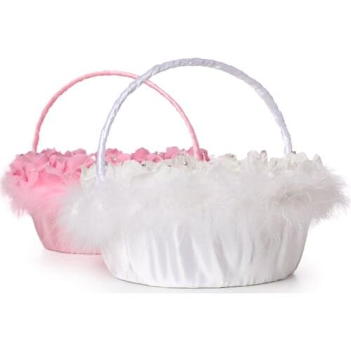 Wedding Flower Basket Girl Portable Flower Basket Lace Bride Flower Basket Wedding Bride Ornament Decoration Supplies