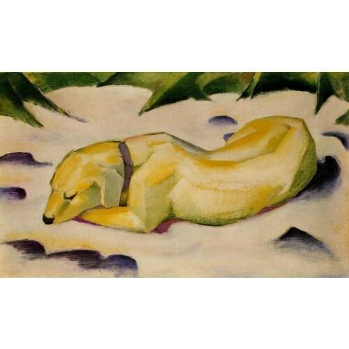100% handmade Oil Painting reproduction on linen canvas,deer in the snow 1911 by Franz Marc,Free Shipping,High Quality