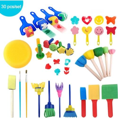 30pcs/set Sponge Paint Brush Educational Kids Mini DIY Painting Brushes Early Learning Toy Children Roller Sponge Brush Gifts