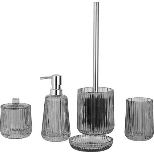 5Pcs Bathroom Accessory Set Glass Bathroom Vanity Countertop Accessory Set