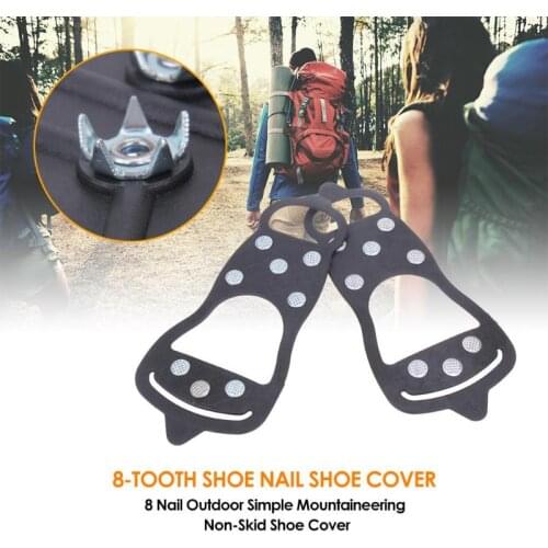 8 Teeth Universal Ice Snow Shoe Spiked Grips Cleats Crampons Winter Climbing Camping Anti Slip Shoes Cover Outdoor Hiking Tools