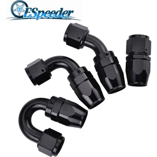 ESPEEDER AN10 Oil Fuel Swivel Hose Anoized Aluminum Straight Elbow 45 180 Degree Hose End Oil Fuel Reusable Fitting Black