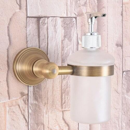 Antique Brass Wall Mounted Kitchen & Bathroom Liquid Ceramic Soap Dispenser Wba169