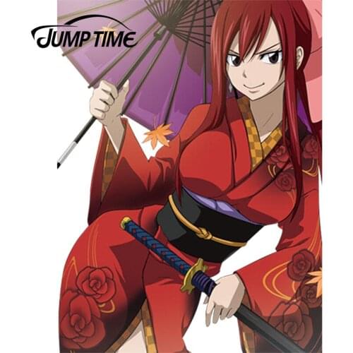 JumpTime 13cm x 9.7cm kimono Car Stickers Anime Beauty Fairy Tail Vinyl Car Decal Window Wiper Decal Car Styling Accessories