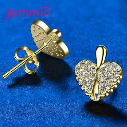 Shiny Heart Shape Design Stud Earrings For Lovely Women Femlae Pretty Gifts 925 Sterling Silver Cubic Zirconia Crazy