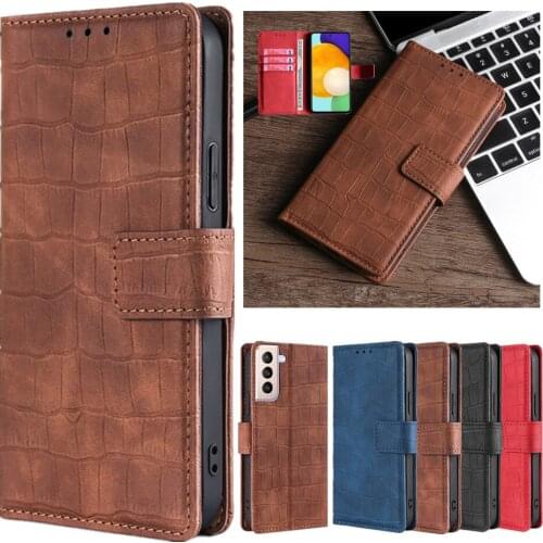 Case Cover for Samsung Galaxy S21 Plus S20 FE Note 20 Ultra 10+ S10e Phone Fundas Crocodile Pattern Wallet Card Leather Coque